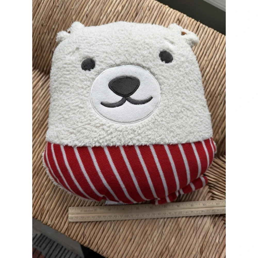 Bear  Plush Valentines Toss Pillow Red Striped Scarf Wondershop NWT